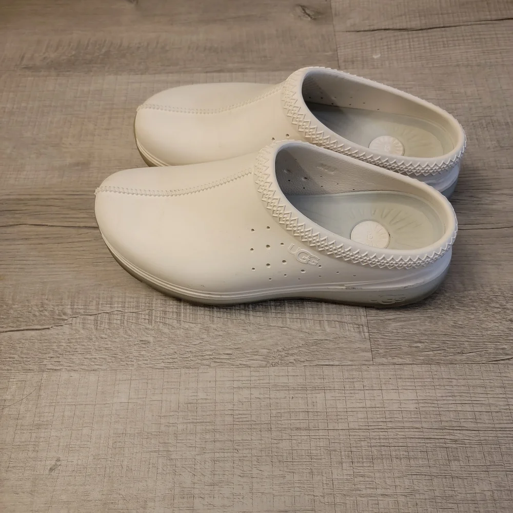UGG White Slip-On Clog Sandals